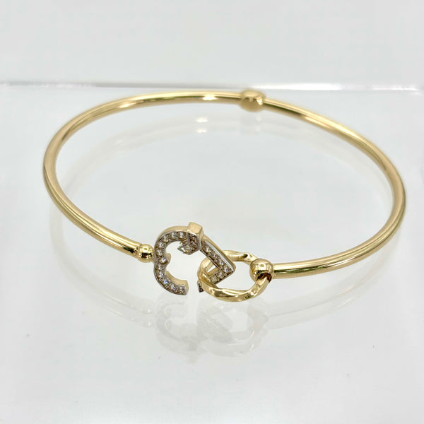Aro de corazón de oro 14k con circonias