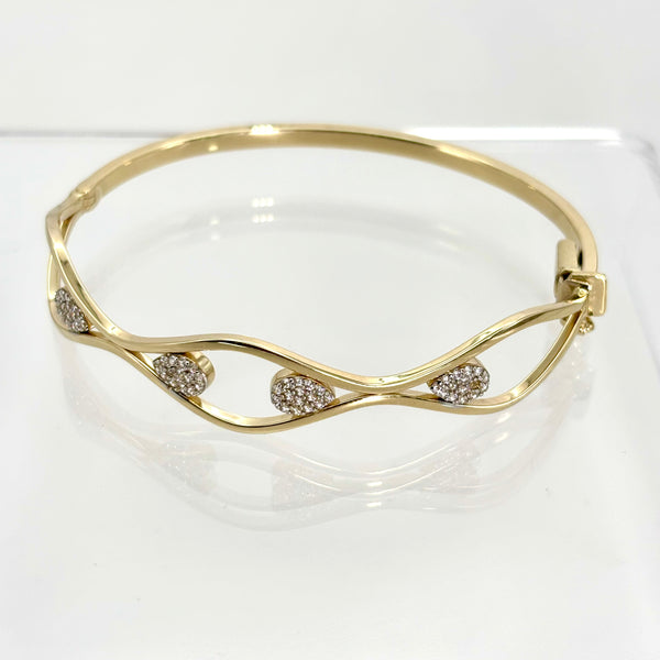 Aro de gotas de oro 14k con circonia