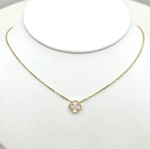 Gargantilla de trébol de Oro 14k con piedra de madre perla