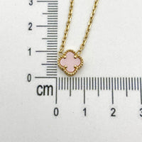 Gargantilla de Oro 14k Trébol de Jaspe Rosa