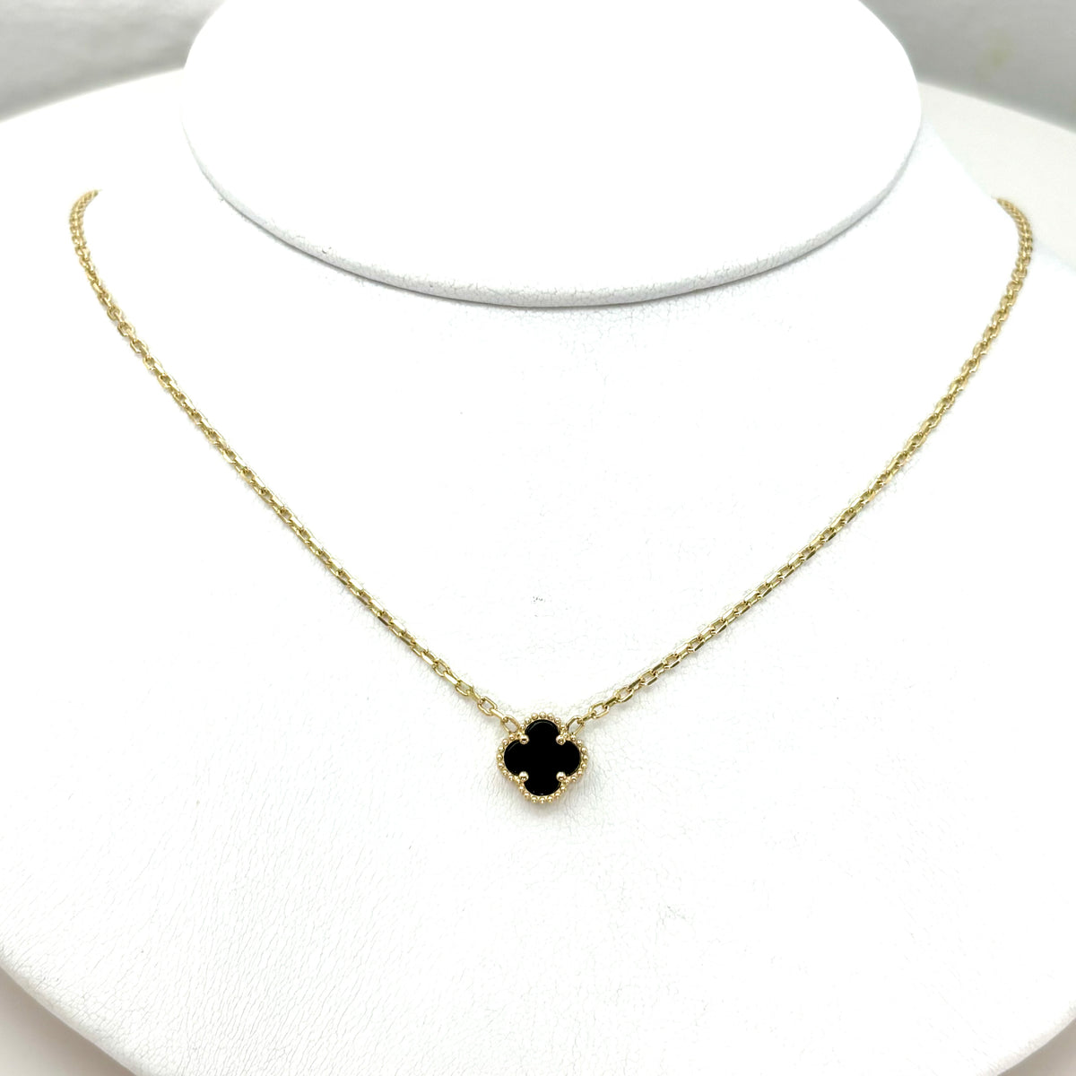 Gargantilla de Oro 14k Trébol de onix
