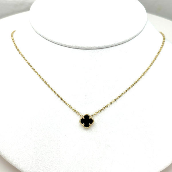 Gargantilla de Oro 14k Trébol de onix