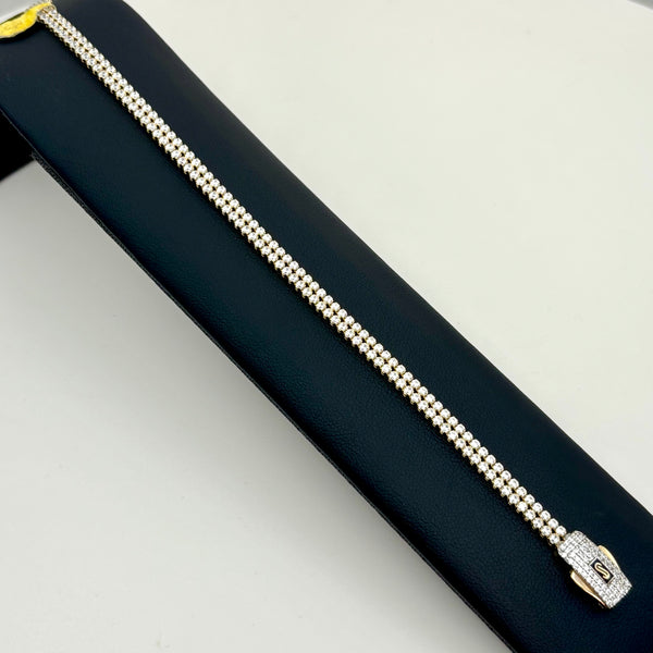 Pulsera tipo tenis de oro 14k de diseñador mod circular doble 6718