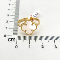 Anillo de trébol de oro 14k con piedra madre perla