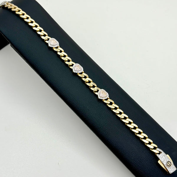 Pulsera de oro 14k con corazones Mod. 1358