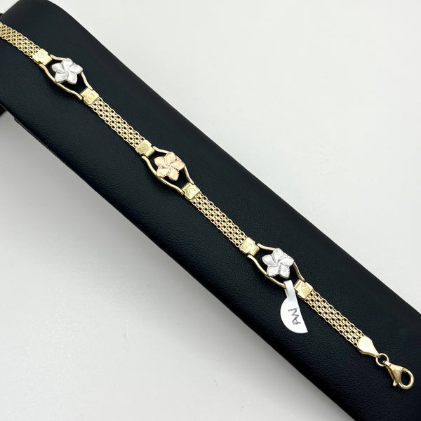 Pulsera de flores de oro florentino 14k Mod 6218