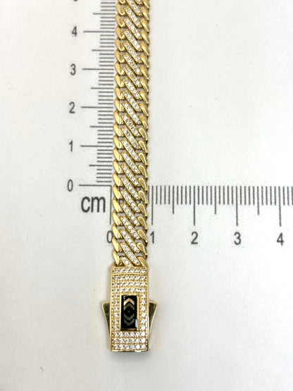 Pulsera tejido Cuban link doble diamantada