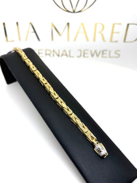 Pulseta tejido bizantino de oro 14k