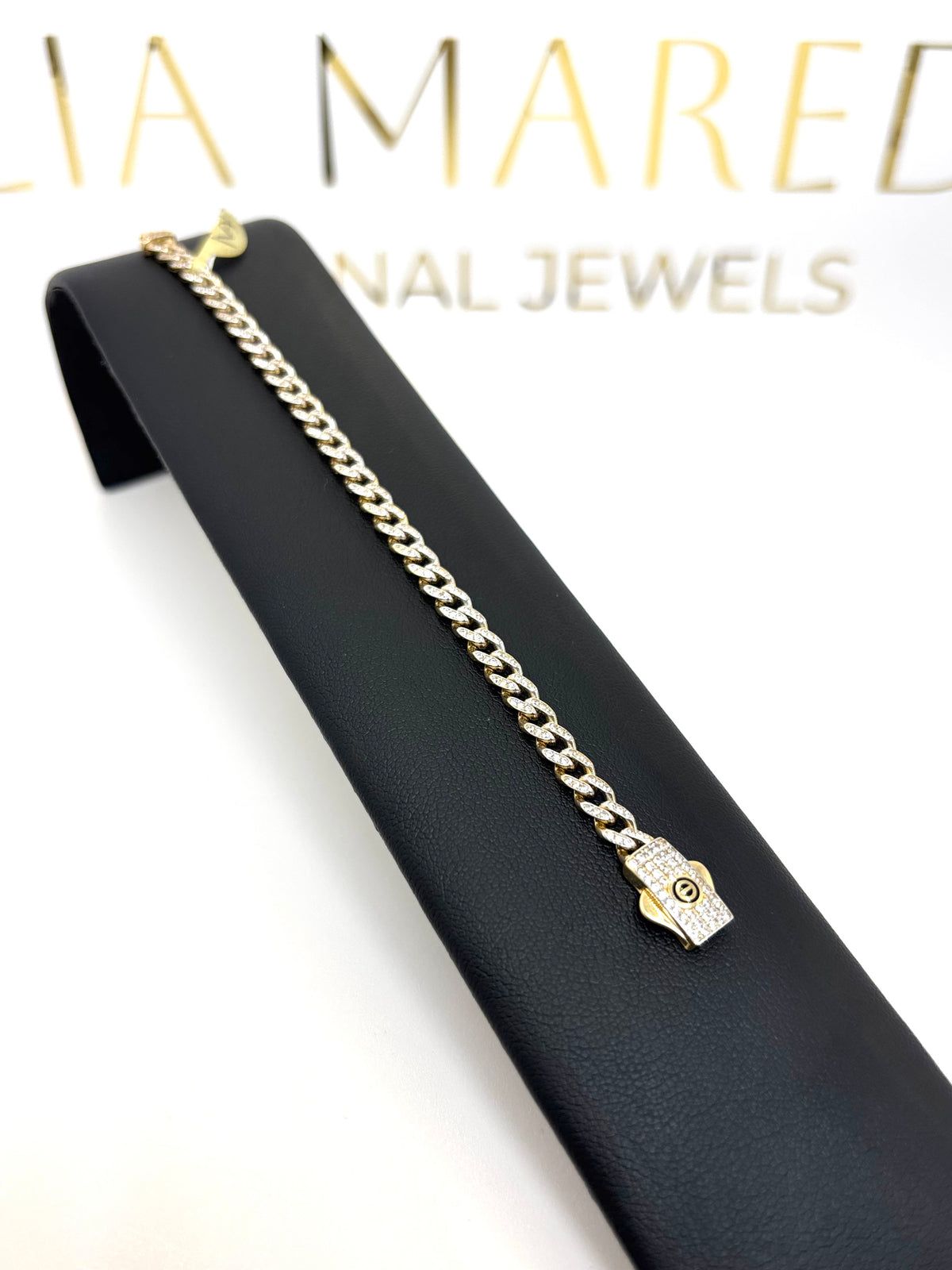 Pulsera tejido tipo diseñador de oro 14k con circonias kids