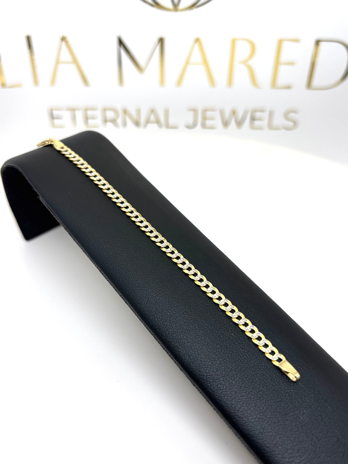 pulsera cubana diamantada de oro 14k kids