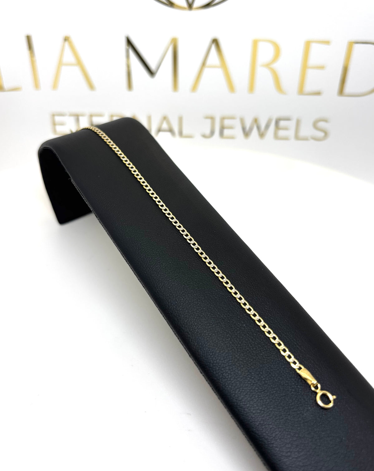 Pulsera barbada diamantada de oro 14k kids