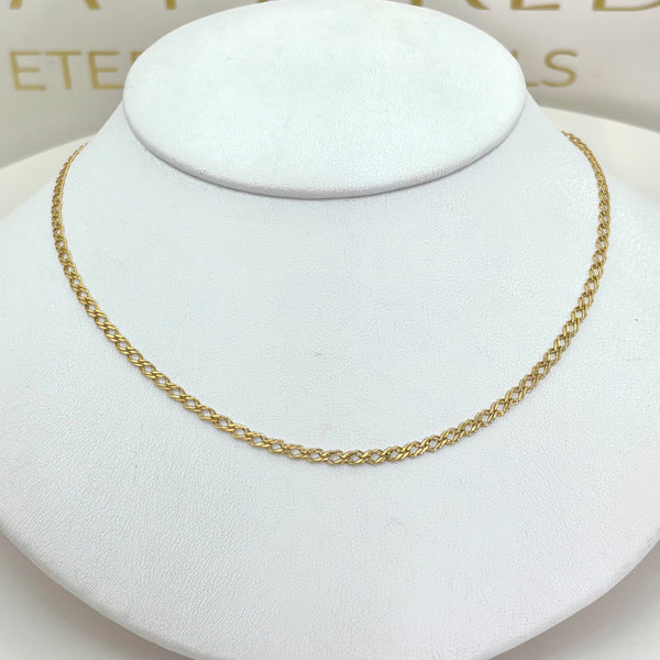 Cadena doble rombo de oro 14k