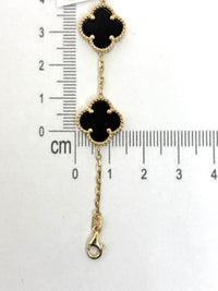 Pulsera de treboles de oro 14k negras grandes con piedra onix