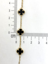 Pulsera de treboles de oro 14k negras medianas con piedra onix