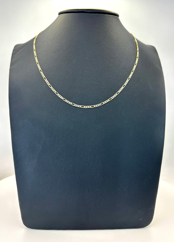 Cadena 3x1 diamantada de oro 14k 45 cm