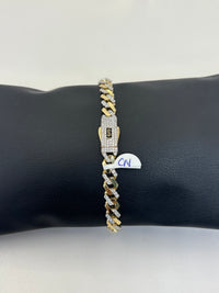 Pulso Edge con circonias de oro 14k