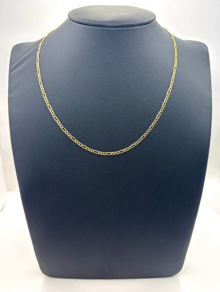 Cadena 3x1 amarilla de oro 14k 45 cm