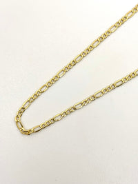 Cadena 3x1 amarilla de oro 14k 45 cm