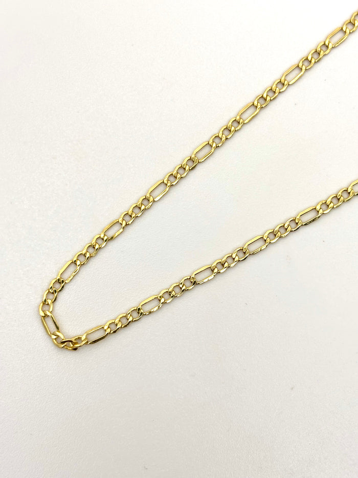 Cadena 3x1 amarilla de oro 14k 45 cm