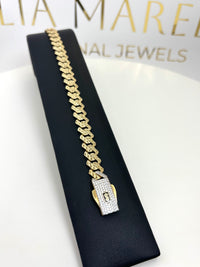 Pulsera biselada de oro 14k