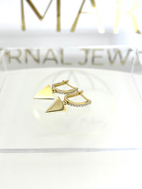 Aretes de triangulo con circonia de oro 14k