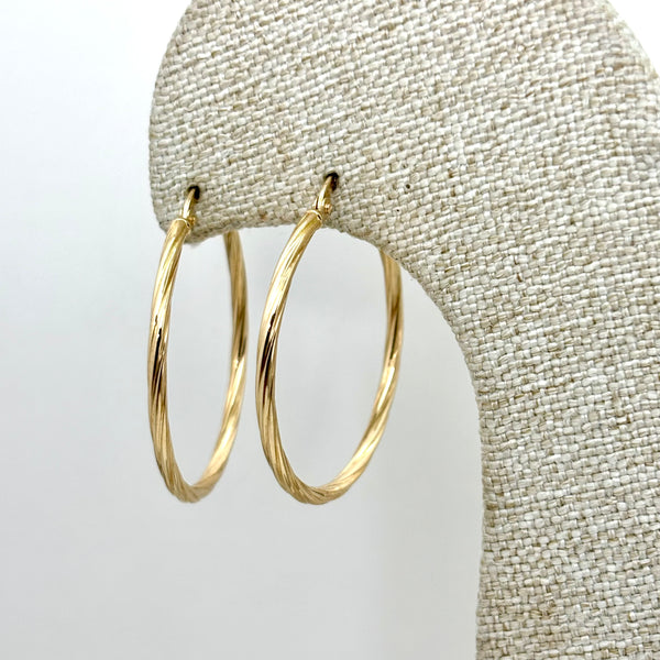 Arracadas torzales de oro 14k huecas mod. 3013
