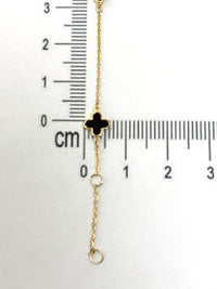 Pulsera de treboles negros de oro 14k con piedra onix para dama