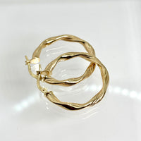 Arracada de Oro 14k Hueca de Diseño Torzal mod.