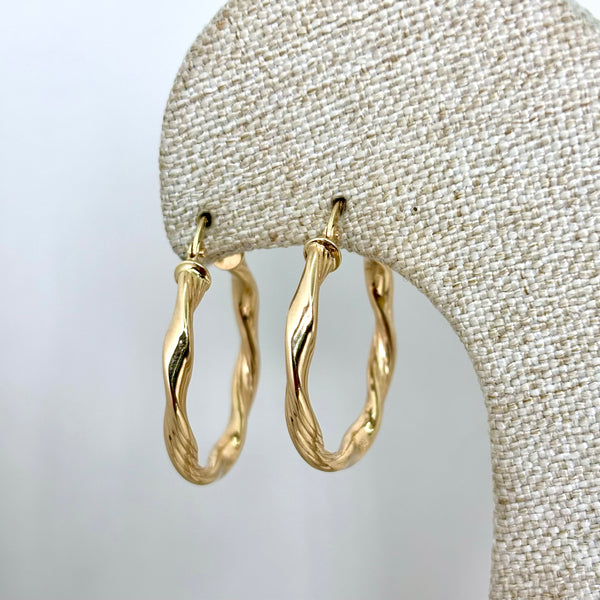 Arracada de Oro 14k Hueca de Diseño Torzal mod.
