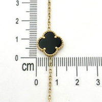Gargantilla de oro 14k de trebol con piedra onix modelo 4560