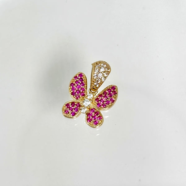 Dije de mariposa de oro 14k con incrustaciones de circonias