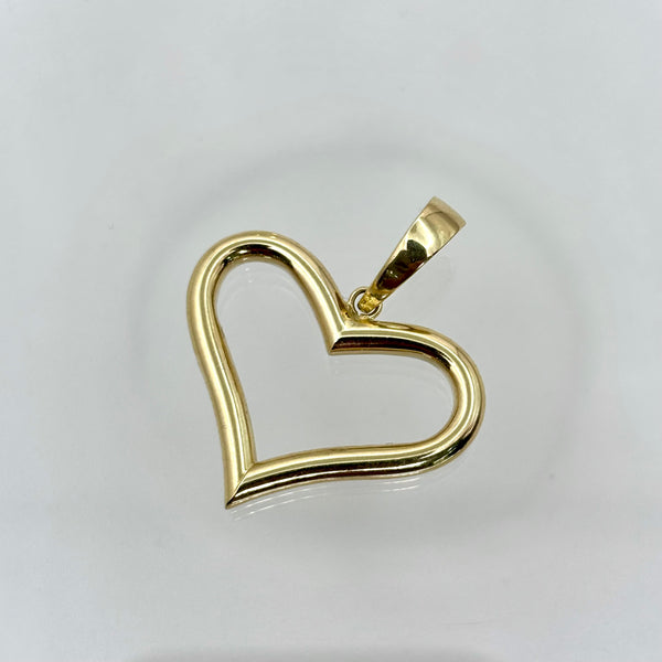 Dije de silueta de corazón liso de oro 14k