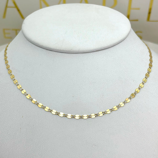 Cadena de semilla doble en oro 14K 40 cm