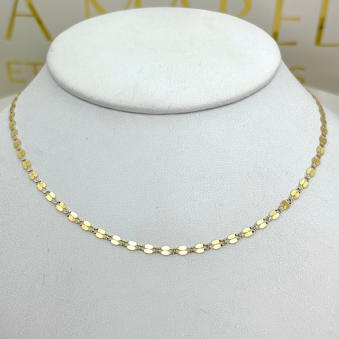 Cadena de semilla doble en oro 14K 40 cm