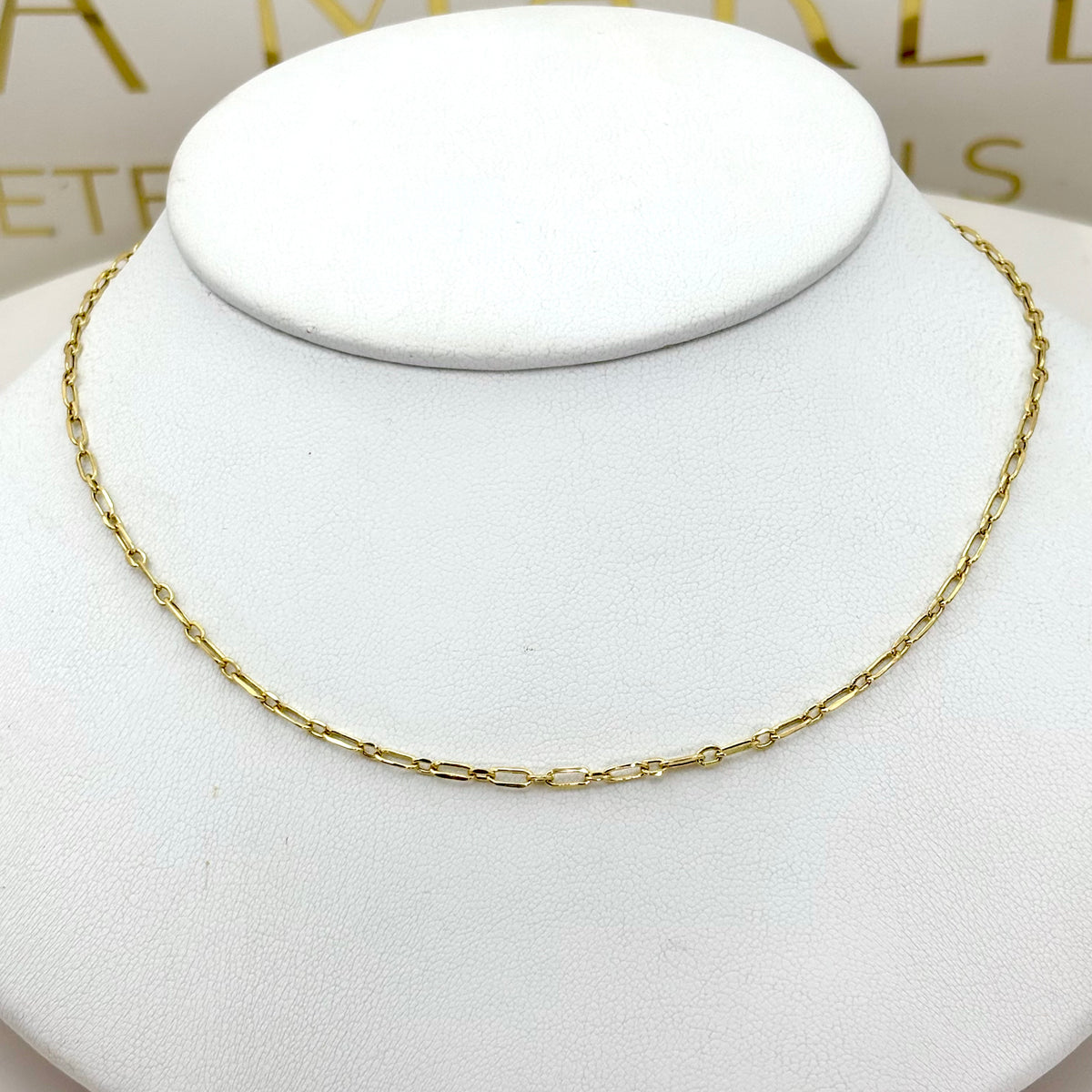 Cadena eslabón alargado en oro 14K 45 cm