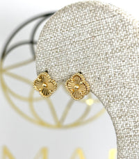 Aretes de trébol mediano de oro 14k