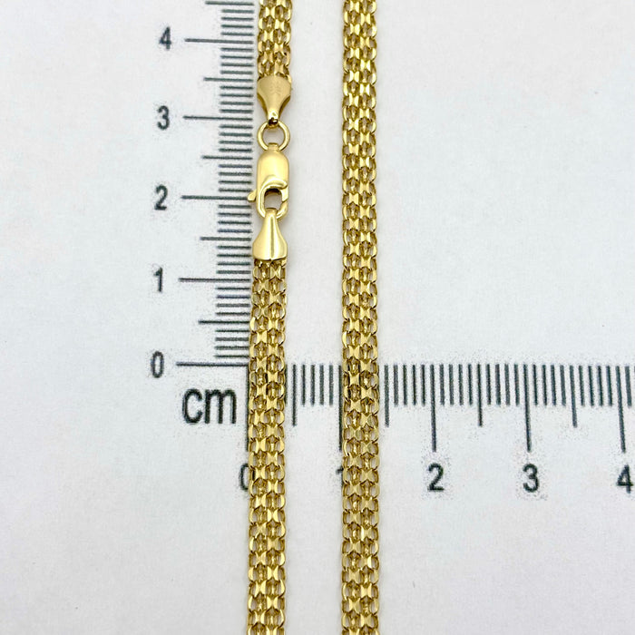 Cadena tejido bismark de oro 14k 55 y 60cm