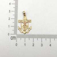 Dije de ancla con crucifijo de oro 14k para caballero