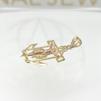Dije de ancla con crucifijo de oro 14k para caballero