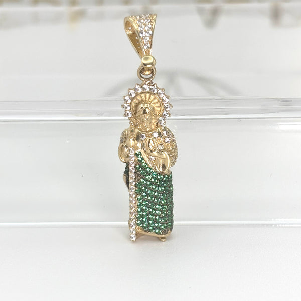 Dije de san judas de oro 14k con circonias para caballero