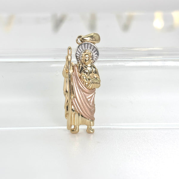 Dije de San Judas dorado de oro 14k para caballero