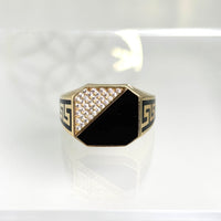 Anillo de oro 14k con circonias para caballero
