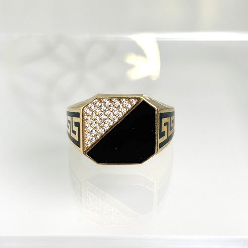 Anillo de oro 14k con circonias para caballero