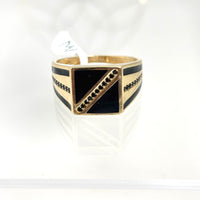Anillo con circonias negras de oro 14k para caballero