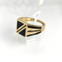 Anillo con circonias negras de oro 14k para caballero