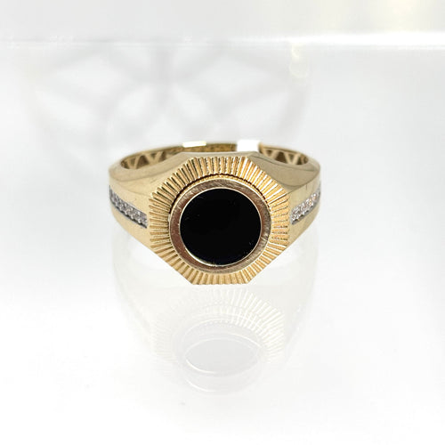 Anillo de oro 14k y con piedra onix para caballero