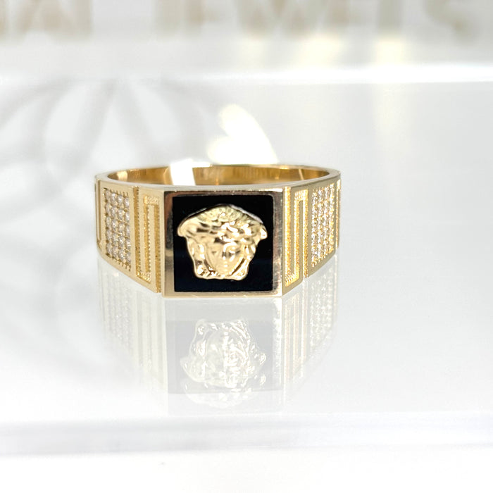 Anillo de diseñador de oro 14k para caballero