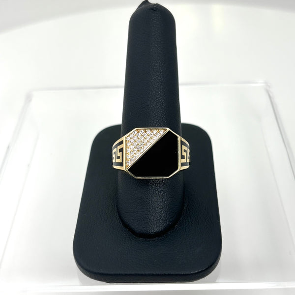Anillo de oro 14k con circonias para caballero