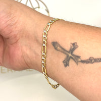 Pulsera 3x1 diamantada de oro 14k para caballero