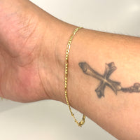 Pulsera 3x1 de oro 14k amarillo delgada para caballero